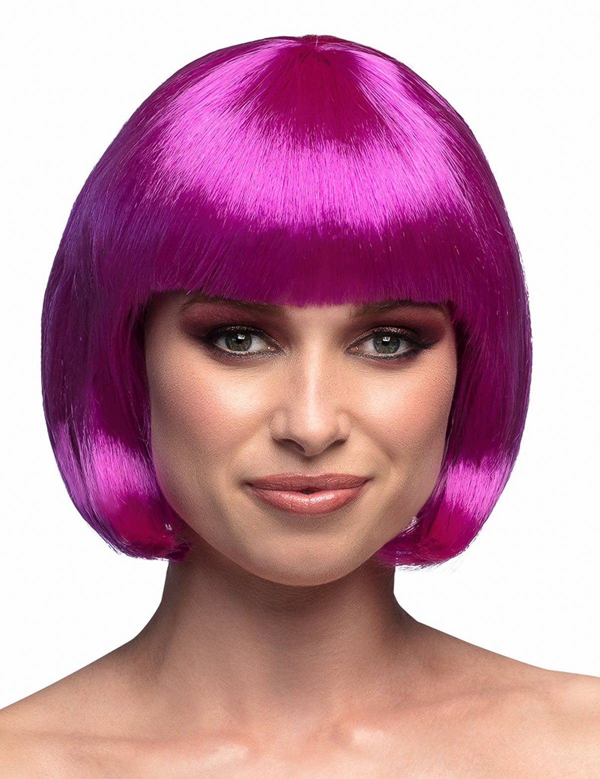 Perruque courte pour femme violette style bob avec frange