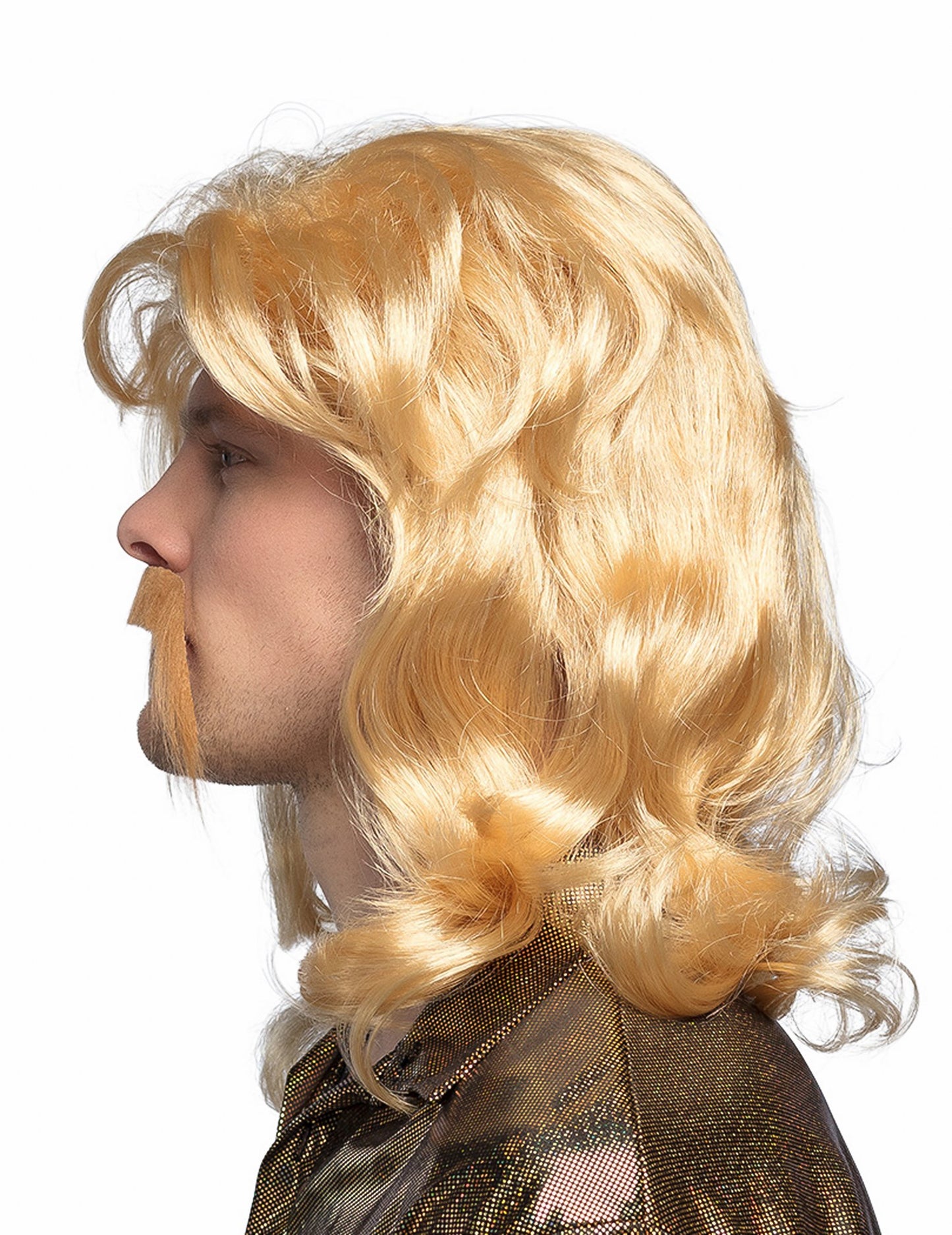 Moška blond lasulja in brki