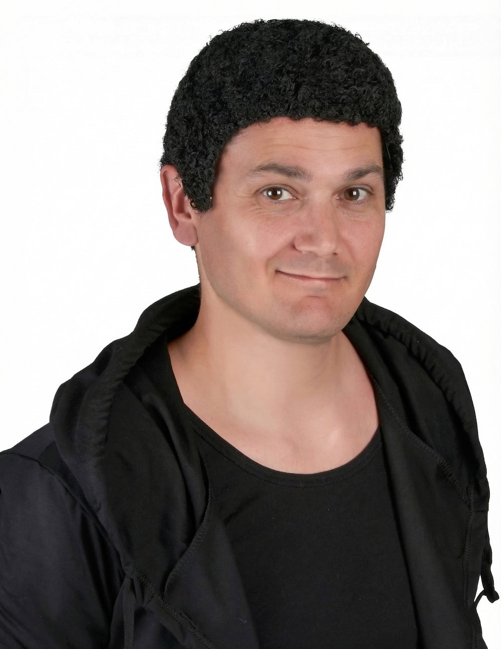 Perruque frisée pour homme noire courte style afro