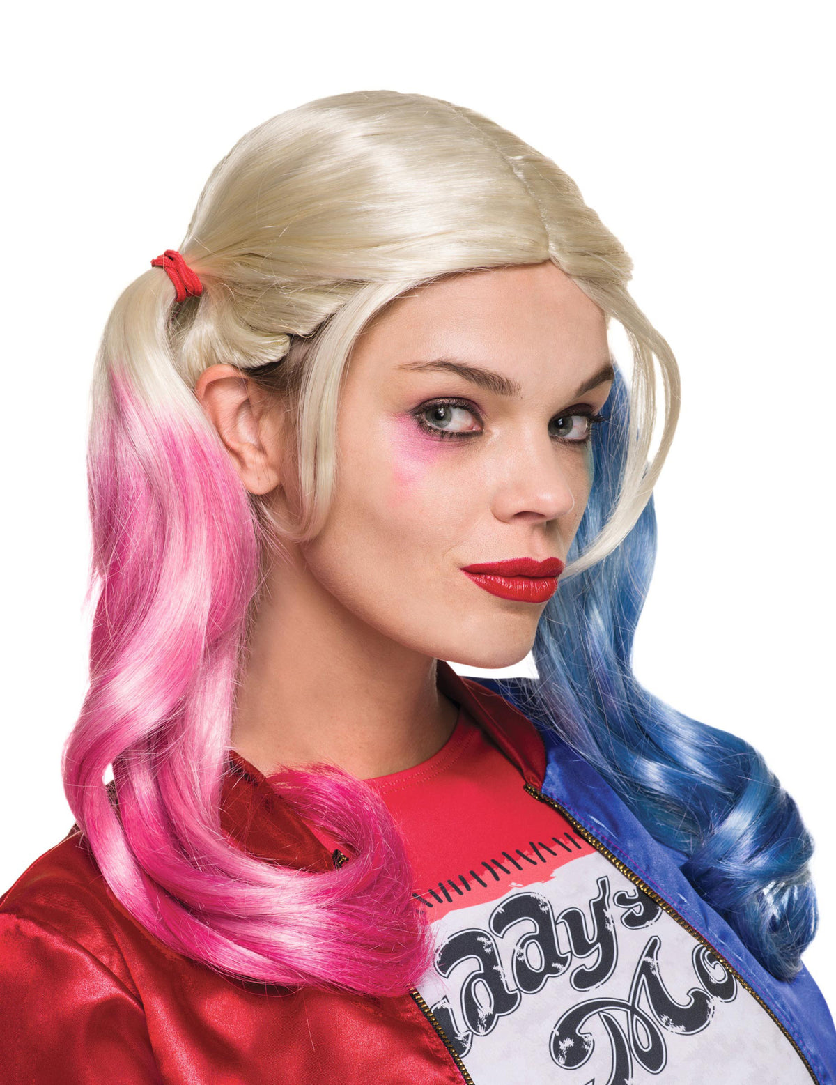 Perruque Harley Quinn Suicide Squad™ pour femme blonde avec pointes roses et bleues
