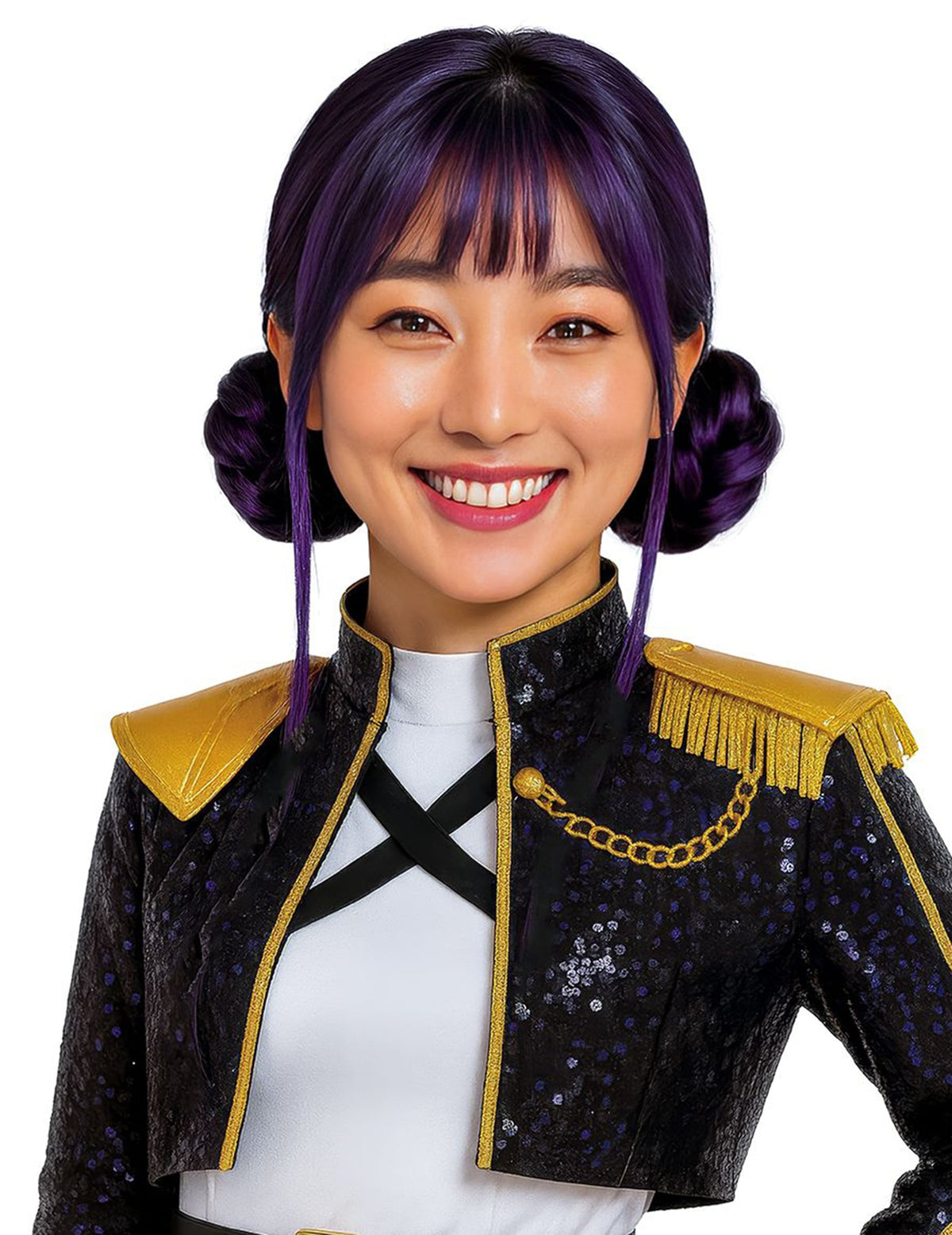 Perruque Kpop à chignons pour adulte violette