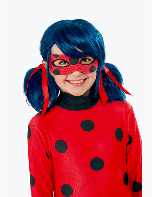 Vue de face de la perruque Ladybug pour fille