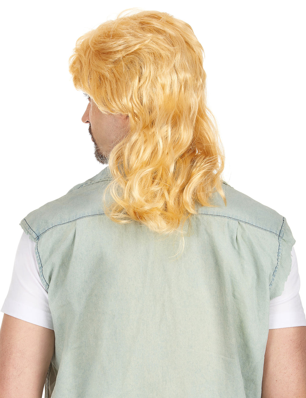 Vue de dos de la perruque mulet pour homme blond