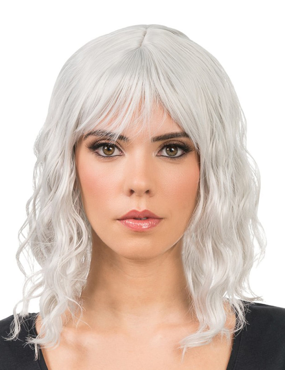 Perruque ondulée pour adulte gris clair