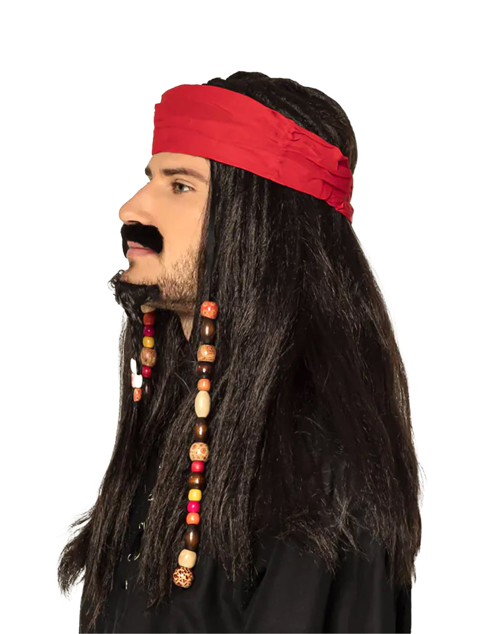 Vue de profil de la perruque pirate avec bandana pour homme