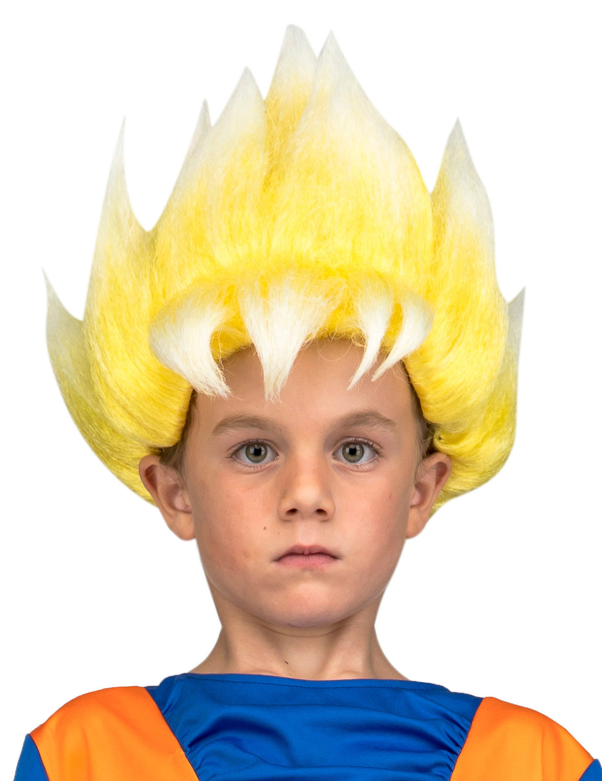 Perruque Super Saiyan Goku Dragon Ball™ pour enfant jaune et blanche pointue