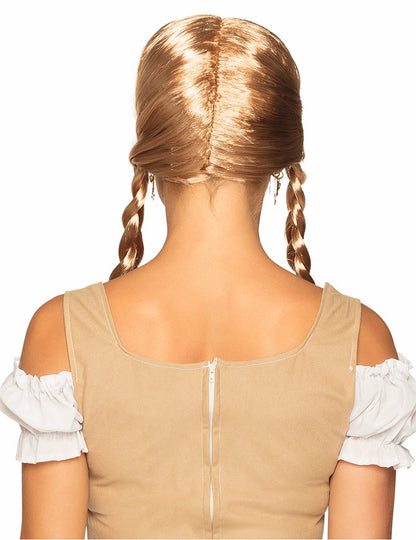 Vue de dos de la perruque tressée blonde femme