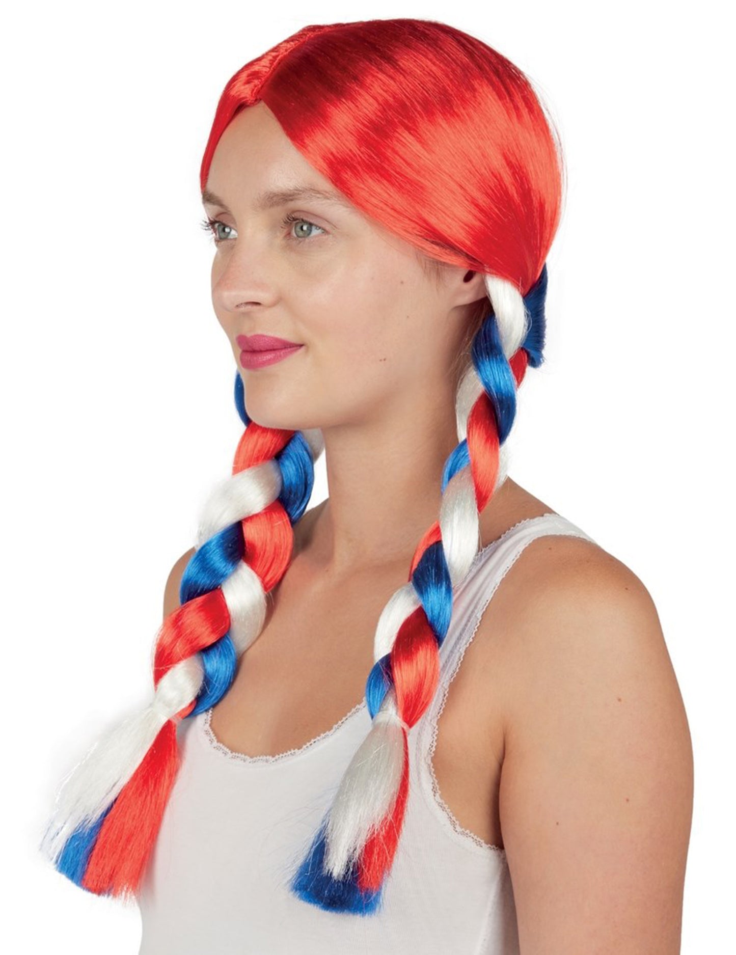 Modra, bela, rdeča pletenica