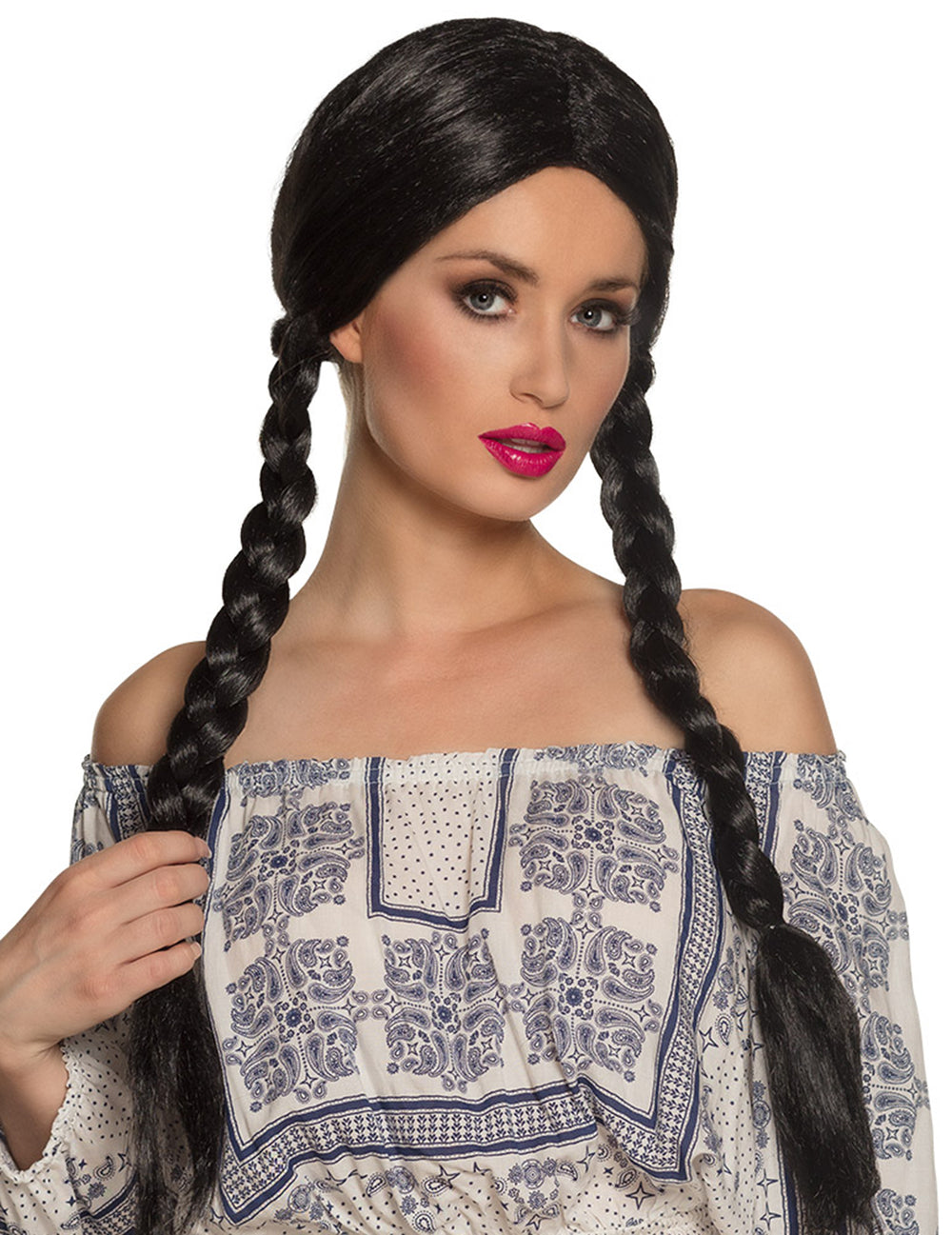 Perruque tresses pour adulte noire