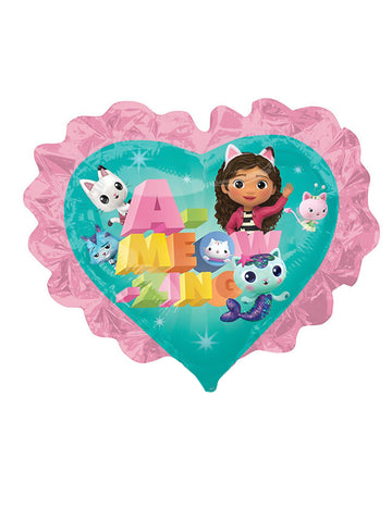 Majhen aluminijast balon v obliki srca Gabby in Čarobna hiša™ 22 cm 