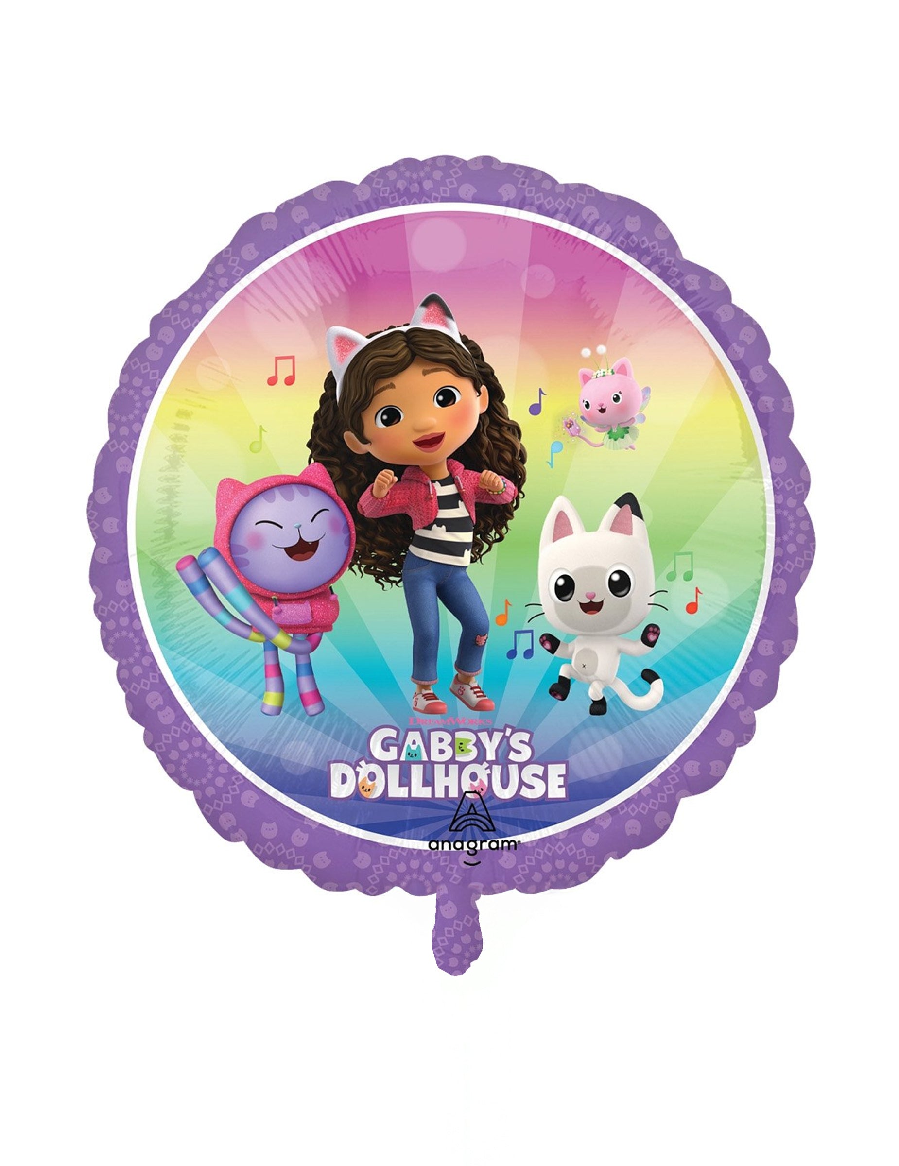 Ballon aluminium Gabby et la maison magique pour enfant violet avec Gabby et Pandy Paws