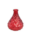 Vase vintage pour décoration de table rouge en verre avec reliefs