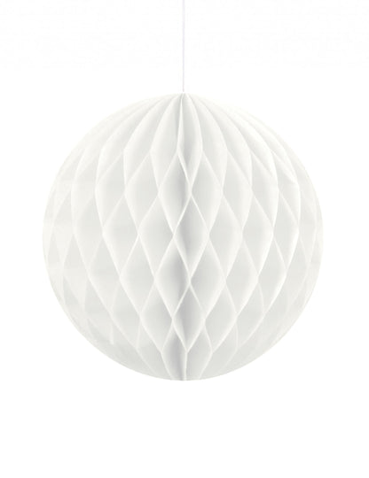 Boule en papier alvéolé pour déco de fête blanc