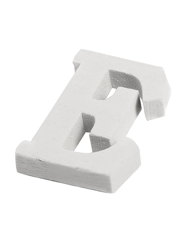 Majhna bela lesena črka e 5 cm za okrasitev mize