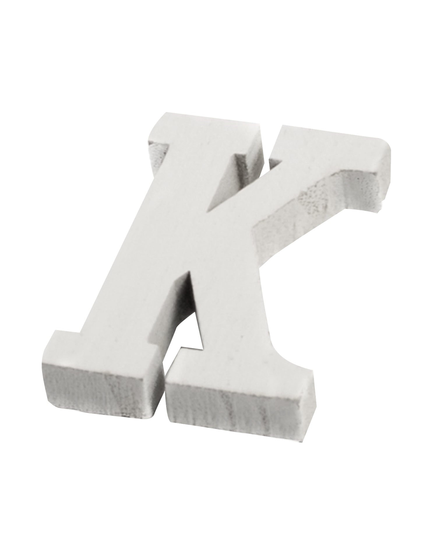 Majhna bela lesena črka K 5 cm za poročne okraske