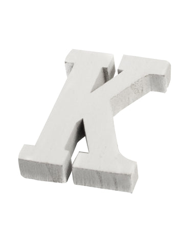 Majhna bela lesena črka K 5 cm za poročne okraske