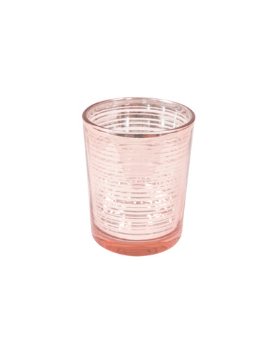 Photophore en verre à rayures rose gold