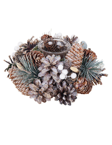 Držalo za čajne svečke Enchanted Forest 19 cm steklo in les