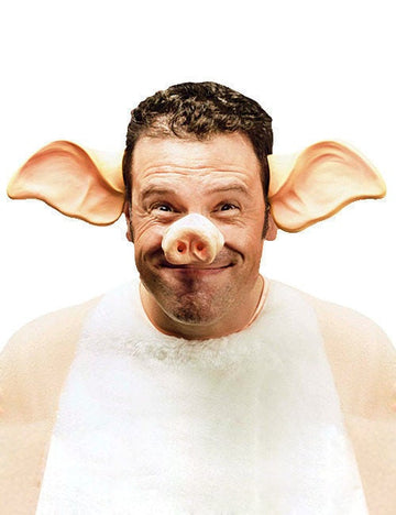 Serre-tête oreilles de cochon pour adulte rose avec groin