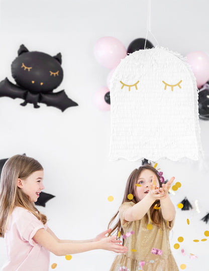 Bela in zlata pinjata v obliki duha 41,5 x 50 x 10 cm za noč čarovnic