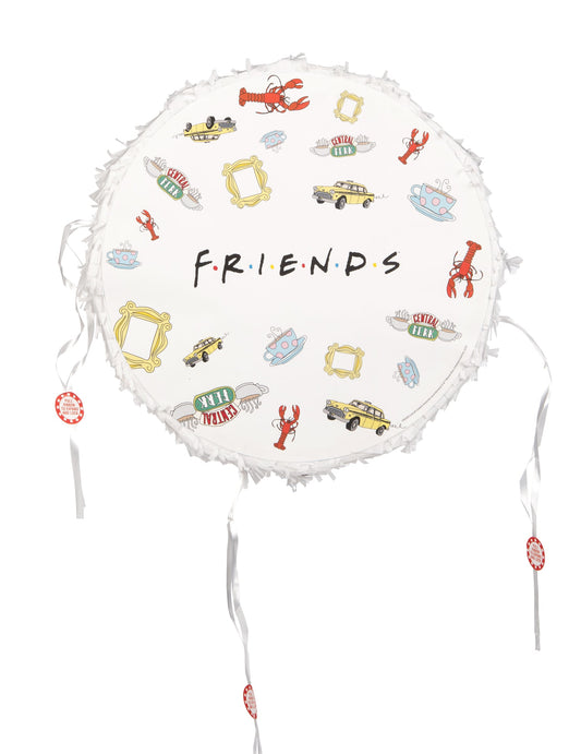Piñata Friends™ pour fête blanche ronde à motifs iconiques