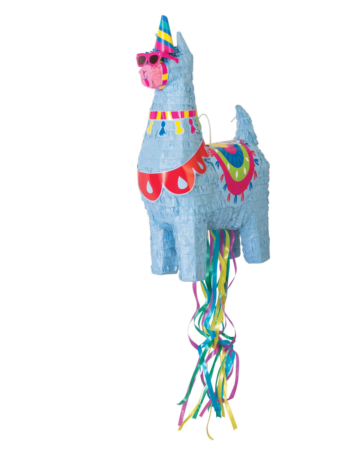 Piñata lama za zabavo modra z rožnatimi očali in koničastim klobukom