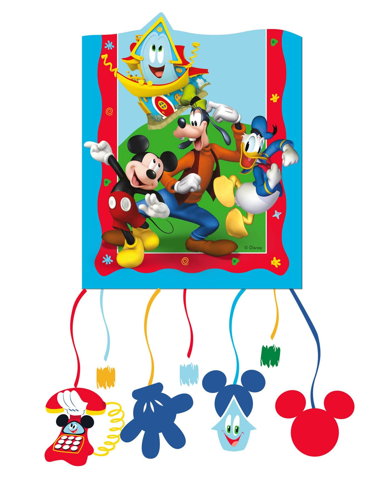 Piñata Mickey Mouse pour enfant bleue à fils avec Donald et Dingo
