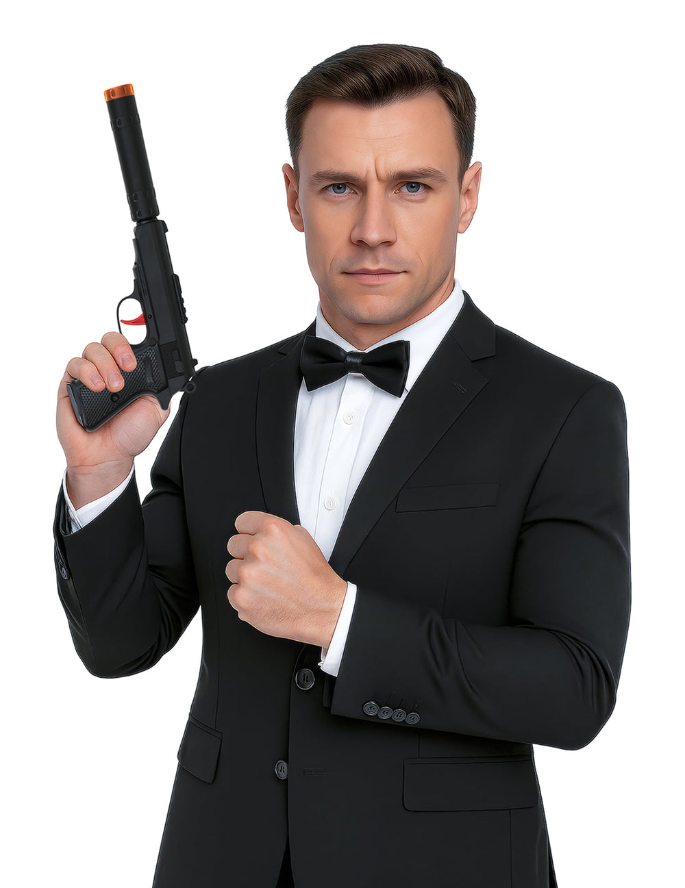 Mise en situation du pistolet avec silencieux agent secret