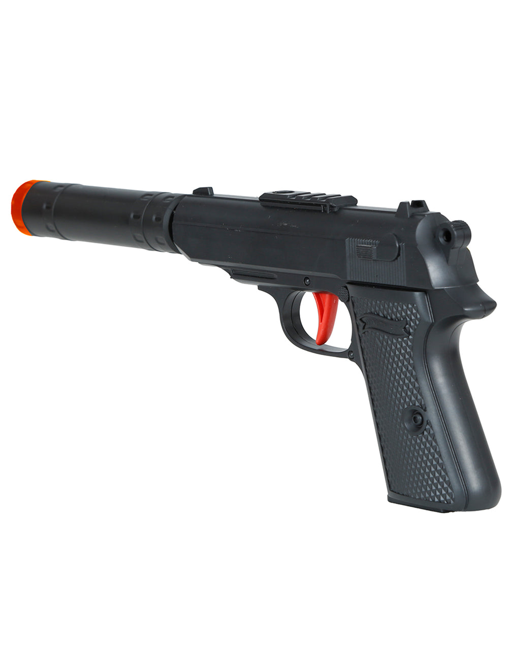 Vue de dos du pistolet avec silencieux agent secret
