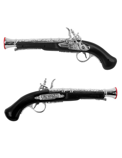 Črna plastična piratska pištola 34 cm