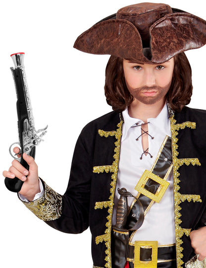 Črna plastična piratska pištola 34 cm