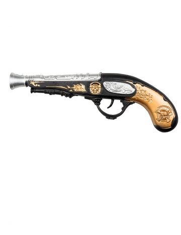 Pistolet pirate noir et or 28 cm