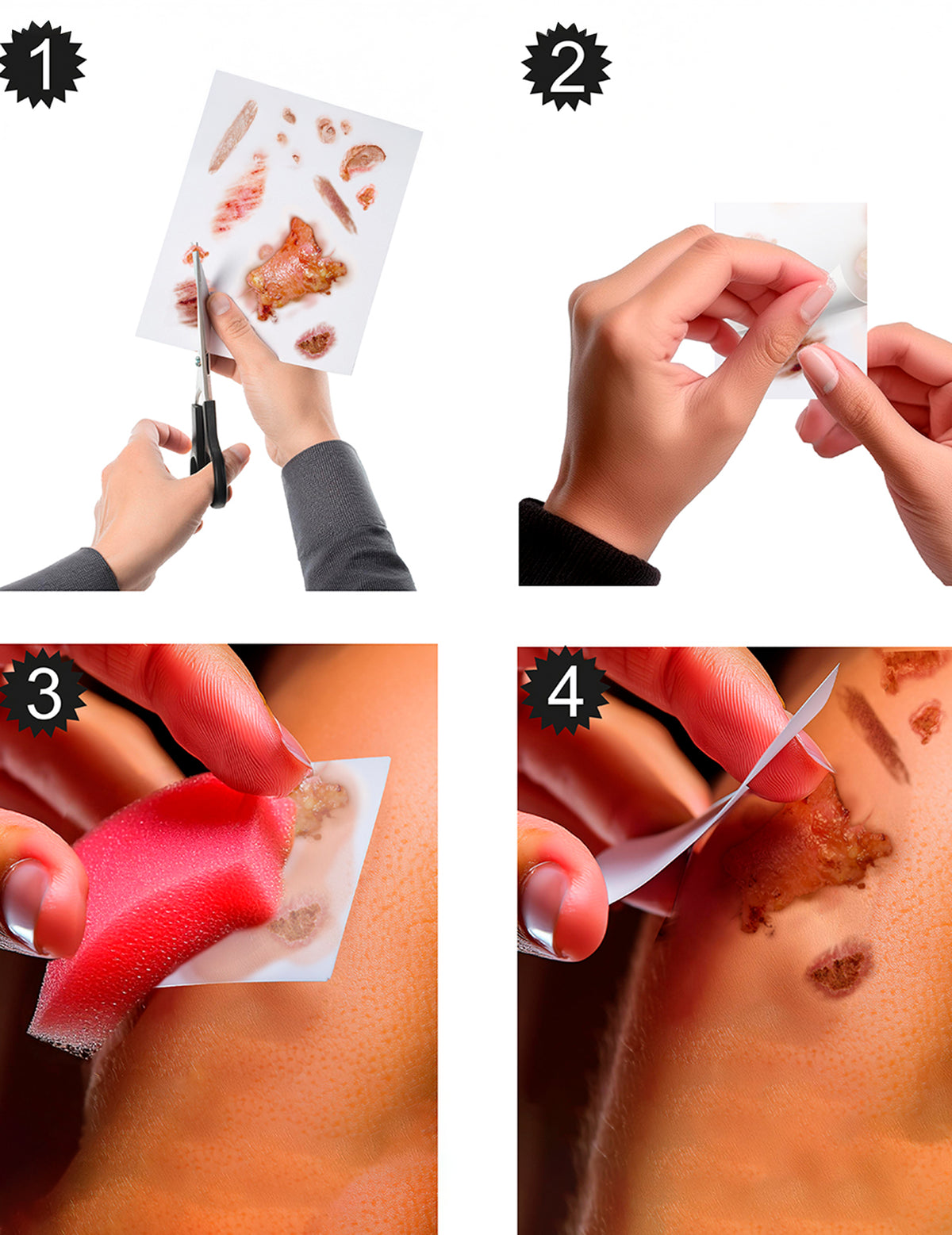 Mode d'emploi en 4 étapes de la planche de tatouages plaies infectées