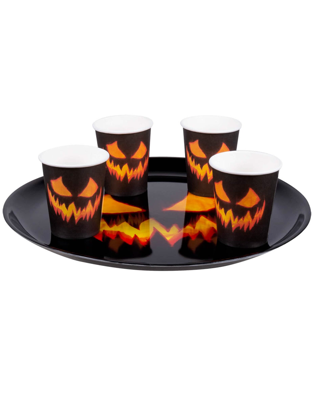 Okrogli pladenj s strašno bučo za halloween črna in oranžna