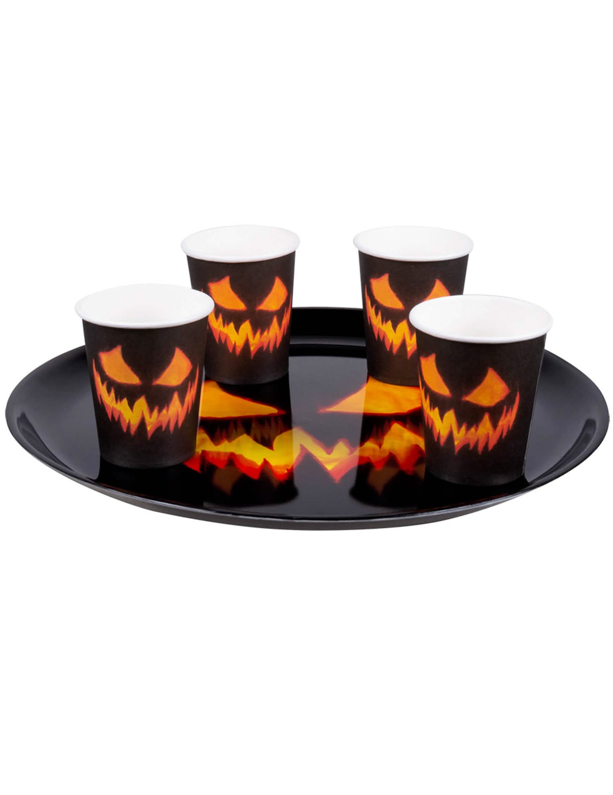 Okrogli pladenj s strašno bučo za halloween črna in oranžna