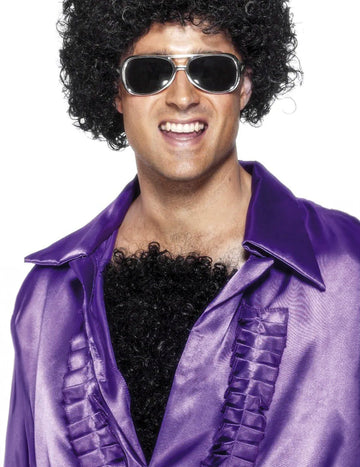 Črni kodrasti dlaki za odrasle za prsi