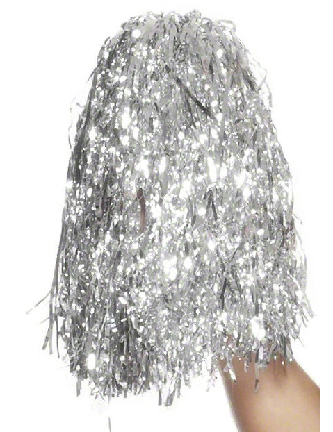 Pompons de cheerleader pour supporter argent métallique