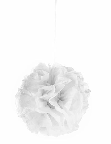 Pompom, da visi v belem papirju 25 cm