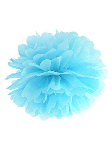 Pompon à suspendre en papier pour décoration de fête bleu ciel