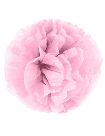 Pompom za obešanje v roza papir 35 cm