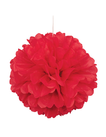 Pompom, da visi v rdečem papirju 40 cm