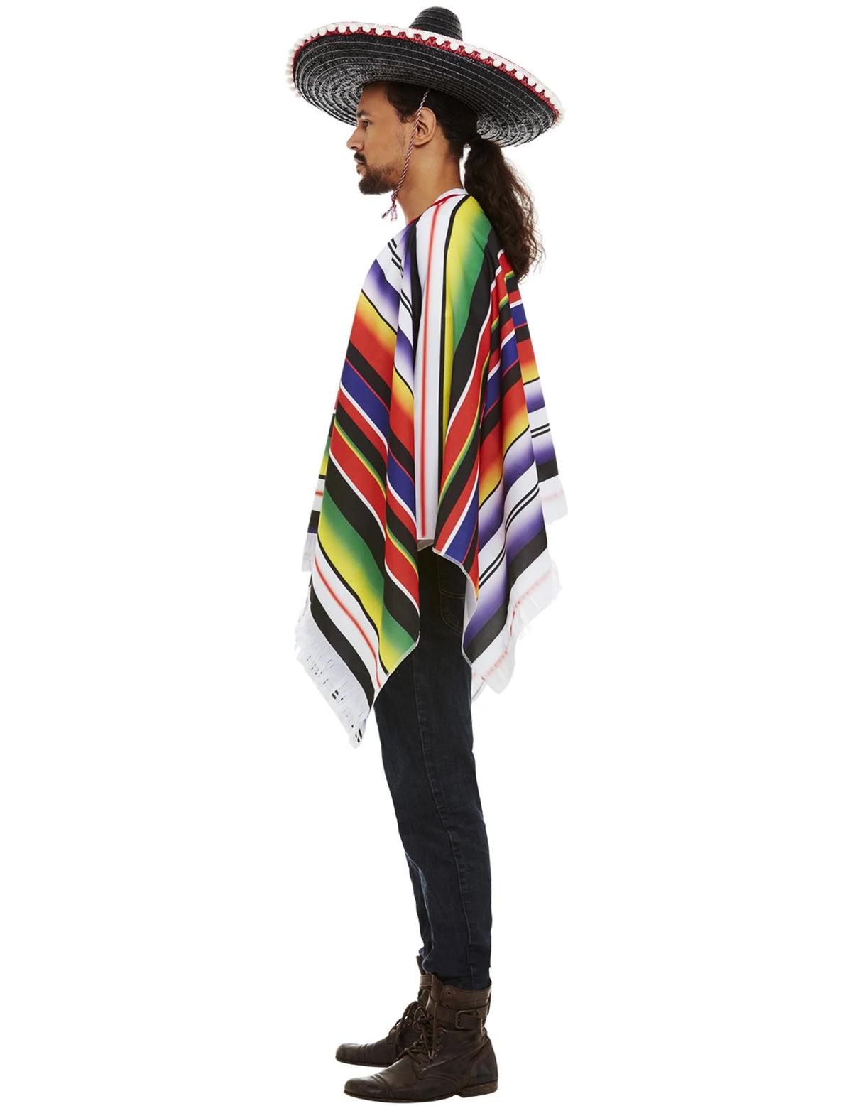 Vue de profil du poncho mexicain pour homme