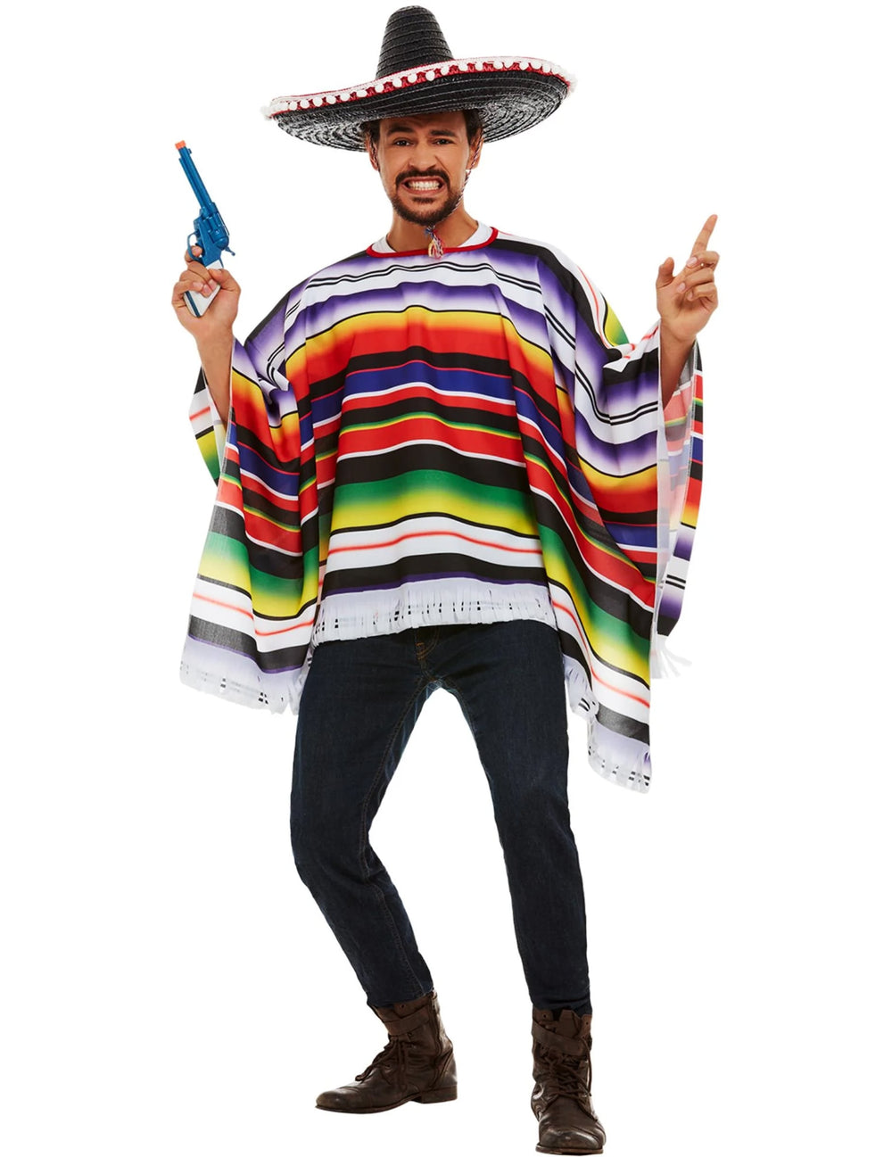 Sombrero et pistolet du poncho mexicain pour homme