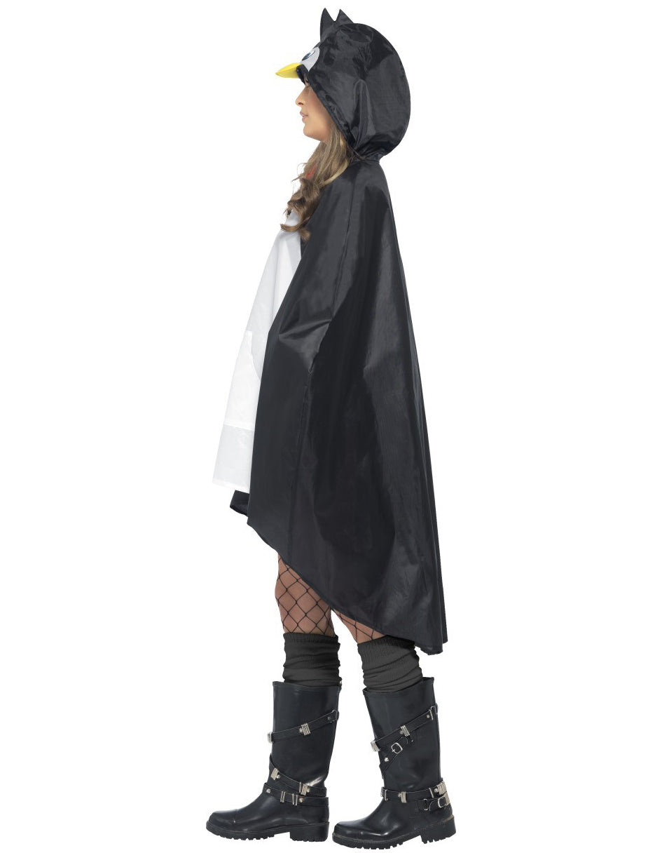 Vue de profil du poncho pingouin pour adulte