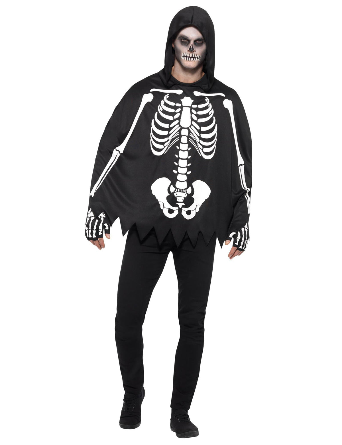 Vue d'ensemble du poncho squelette pour adulte