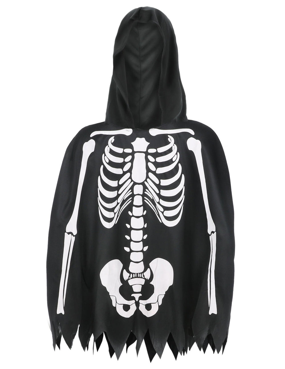 Détail de l'imprimé du poncho squelette pour adulte