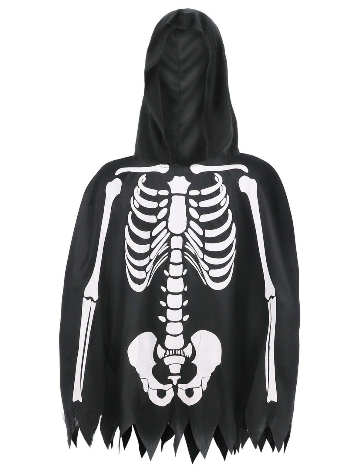 Détail de l'imprimé du poncho squelette pour adulte