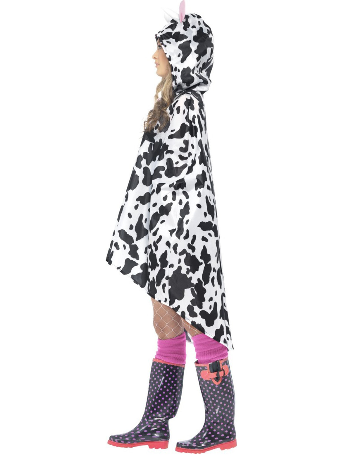 Vue de profil du poncho vache pour adulte