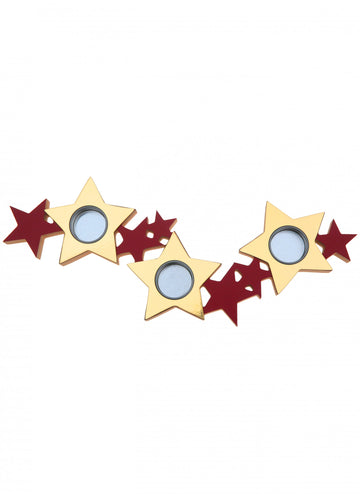 Lesen in kovinski svečnik z rdečimi in zlatimi zvezdicami, 40 x 13 x 2 cm Božični okraski