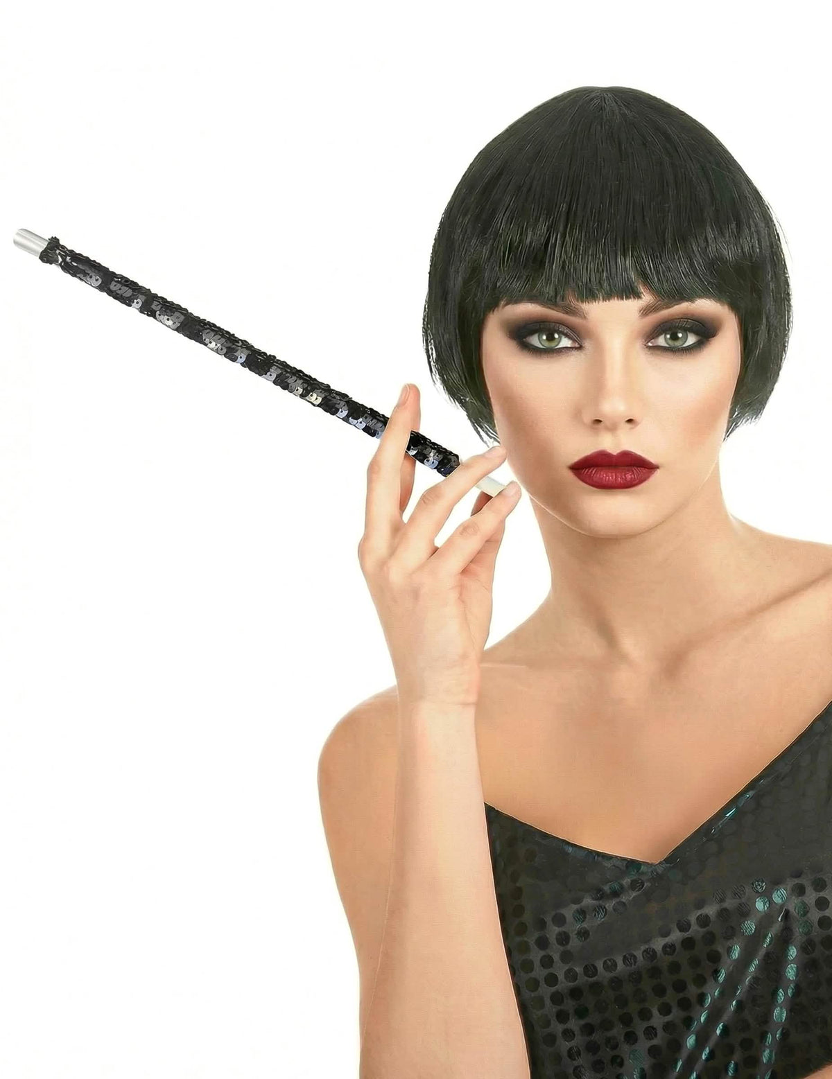 Porte cigarette charleston à sequins pour adulte noir